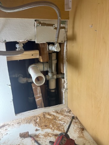 Drain lines replaced by Livas Contracting Services, Katy TX: Wall opened, new line run