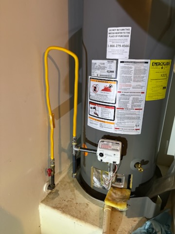 Gas hookup by Livas Contracting Services, Katy TX: New CSST gas line and shut-off to the heater